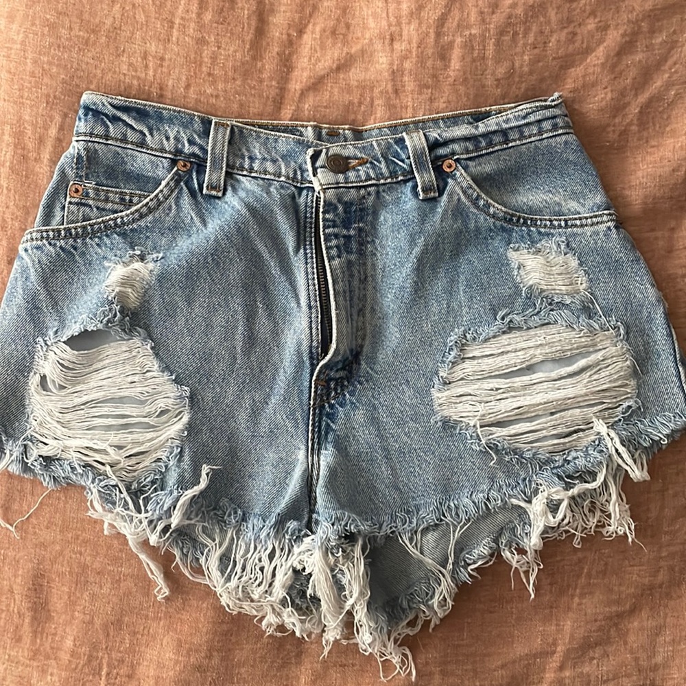 Levi’s high waisted jean shorts- medium wash